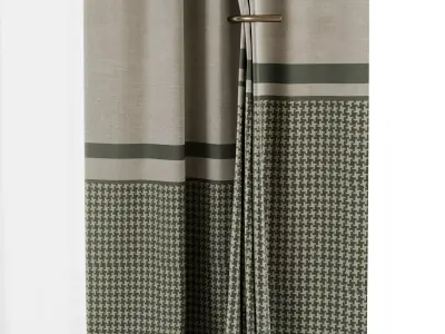 Curtain with rod 50 ptternend curtain HBH corona Low-poly 3D model