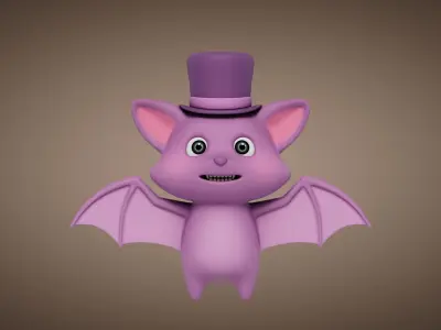 Rigged Cartoon Bat 3D model