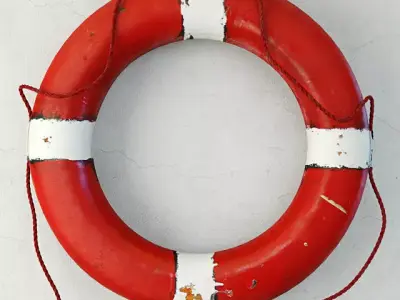 1950s Red White Nautical Life Preserver 3D model