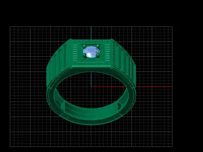 Print Ready STL 3DM  Gents Rings Diamond Men Ring  3D print model 209