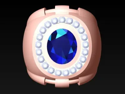 Oval Stone Ring - Diamond Ring - N4165 Free 3D print model