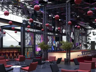 Catwalk bar and restaurant - V-ray Render 3D model