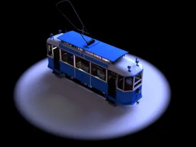 Berlin Tram 1940s Low-poly 3D model
