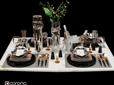 Luxury Model Room Tableware Set-8 3D model