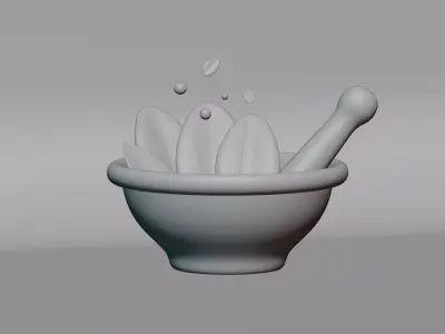 Nature herbal plant with bowl Low-poly 3D model