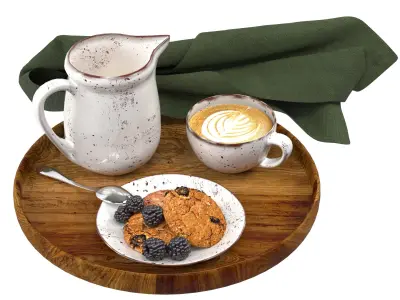 coffee cup decor set 3D model