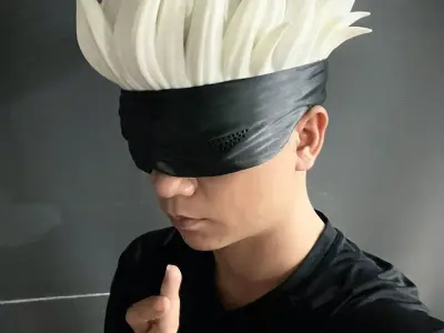 Gojo Saturo Eye Mask With Hair - jujutsu Kaisen Cosplay  3D print model