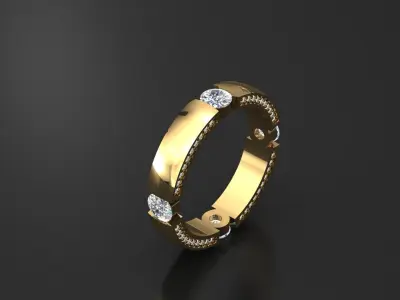 ring with diamond 3D print model shop