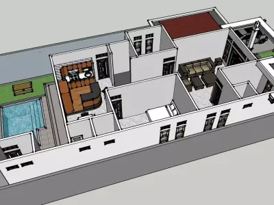 Rumah Type 100 M2 Low-poly 3D model