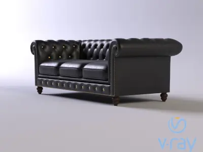 Decorative set    statue and  Sofa Low-poly 3D model