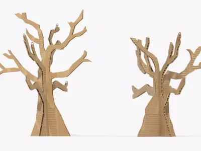 Cardboard trees Low-poly 3D model