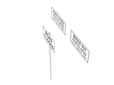 Road Sign US R11 Series Road Closed 3D model