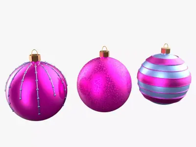 Christmas Tree Ornament Set2 - Pink LightBlue Low-poly 3D model