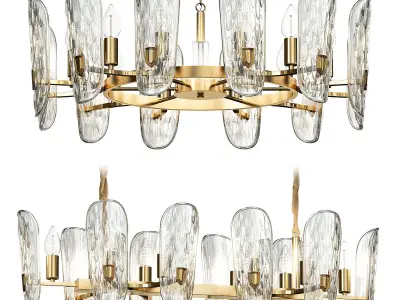 candela modern chandelier in brass and glass 3D model