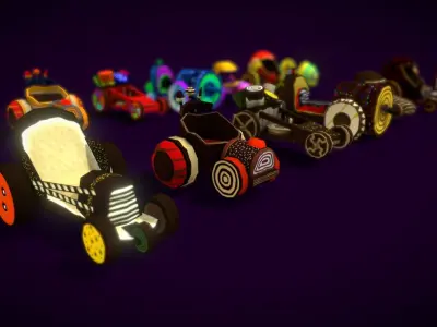 Cartoon sweet car Low-poly 3D model