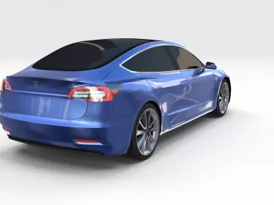 Tesla Model 3 with Chassis Blue 3D model