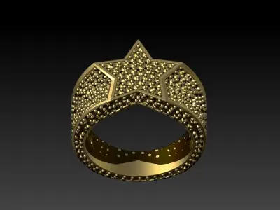 Star Ring FULL Round Diamonds  Luxury Jewelry Gold Platinum 3D print model