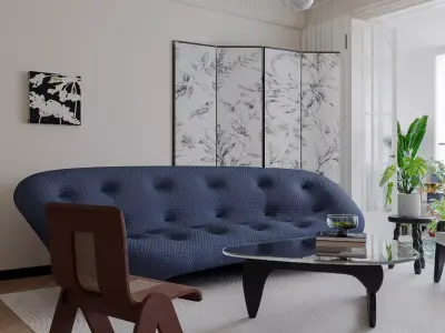 Modern living room dining room interior scenes 113 3D model