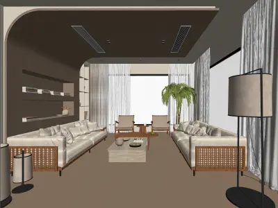 Cream Home Living Room 3D model