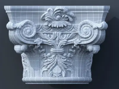 capital ornate marble column 3D model