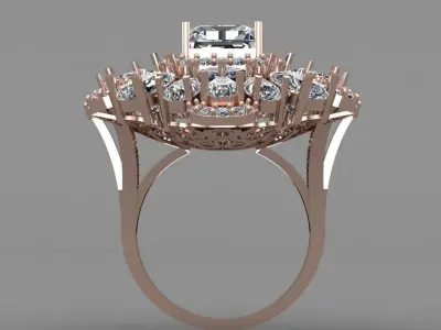 Rose Gold Women Diamond Ring 3D print model 3D print model 13