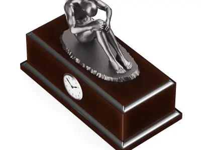 Clock with Metal Sculpture 3D model