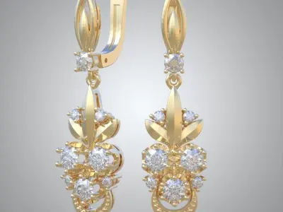Exclusive Earrings model 3D printable model 0087-13ol Free 3D print model