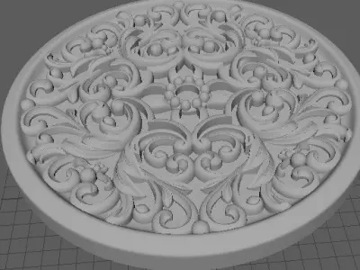 rosette ornately carved plate 3D model purchase