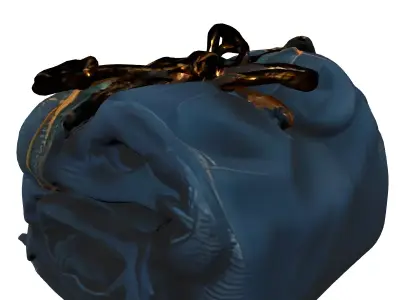 Blue Fabric Bundle with Twine Low-poly 3D model