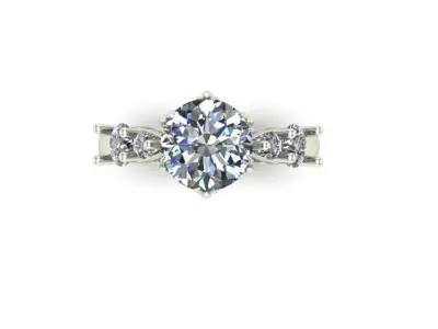 Engagement Ring With Shape Of Pear-Round-Oval Diamonds On It  3D model