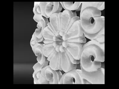 Rosette bas relief 3D print model 3D print model
