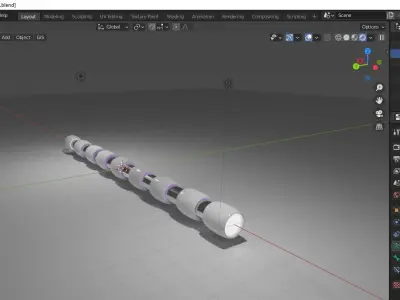 Sci fi Snake  Low-poly 3D model