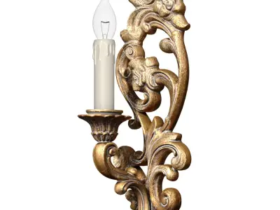 Gothic Victorian Antique Bronze Wall Lamp Sconce Candle Holder  3D model