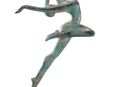 Antique Yoga Woman Sculpture - Artistic Verdigris Statue  Low-poly 3D model