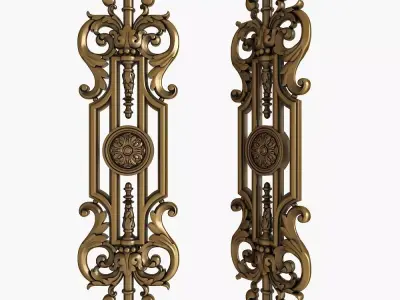 baluster pair of ornate door knobs 3D model