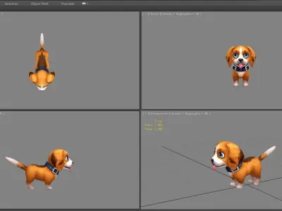 Cartoon beagle puppy - yellow dog Low-poly 3D model