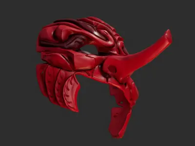 Tengu Half Face Oni Mask 16 Masquerade 3D print model