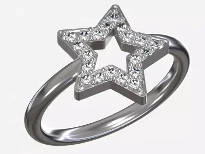 Star Ring with Stones 3D print model