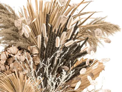 Bouquet of dried flowers in a glass vase 134 3D model