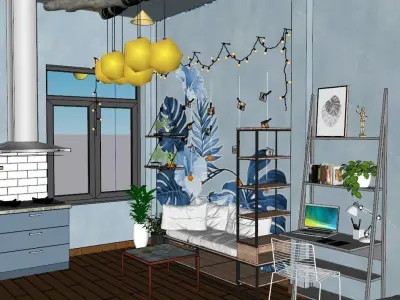 2 Apartment In 1 Floor  With Bathroom And Balcony 3D model