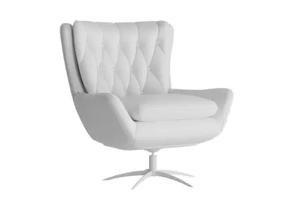 Welsh Tufted Leather Swivel Arm Chair 3D model