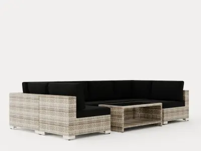 Bahamas Lounge Group 6 Seater Table M Shelf Low-poly 3D model