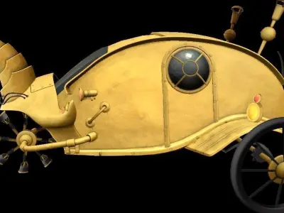 Steampunk Carriage Hand-Painted Low-poly 3D model