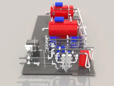 Industrial boiler room 3D model
