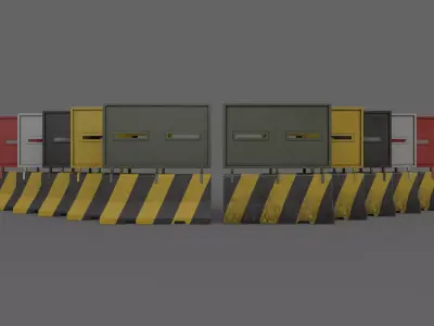 PBR Concrete Roadblock Barrier V2 Low-poly 3D model