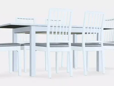 LANEBERG - EKEDALEN Table and 6 chairs Low-poly 3D model