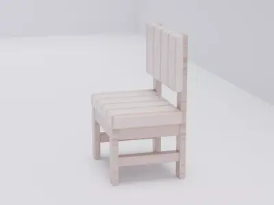 Wooden childrens chair Low-poly 3D model