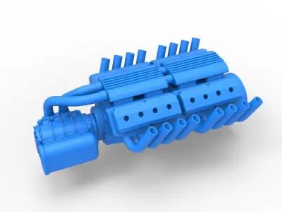 Engine 2 V8 Version 2 Scale 1 to 25 3D print model