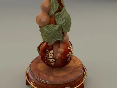 Chinese  gourd with display stand   3D model