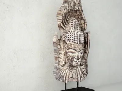 Albesia Wood Buddha Decoration 2 3D model